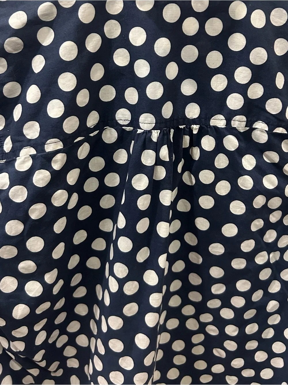 J Crew factory printed popover - navy polka dot cotton